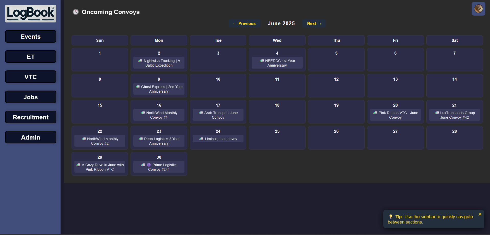 event calendar